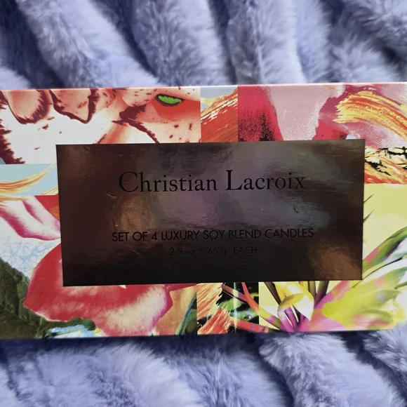 Christian Lacroix Colored Glass Votive Candle Set - Blue, Light Blue, Red, Peach - Picture 2 of 4